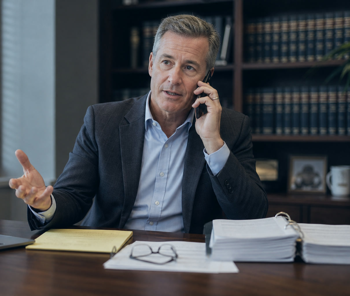 Employment law attorney answering an HR question by phone